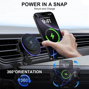 Chargeur sans fil magnétique pour voiture, charge rapide 15W pour téléphones Apple, fixation sur tableau de bord - Product Image 4