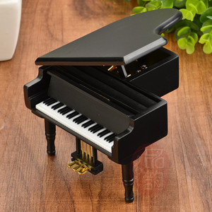 Wholesale Clockwork Natural Solid Wood Grand Piano <b>Music</b> <b>Box</b> Musical Toy With Matching Stool Tabletop Decoration - Product Image 2