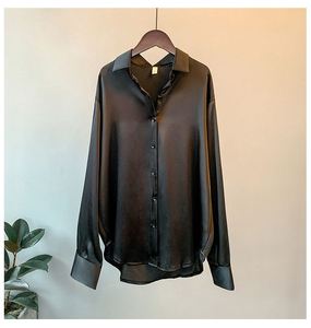 I-0341 Blouse <span class=keywords><strong>en</strong></span> <span class=keywords><strong>satin</strong></span> vintage pour <span class=keywords><strong>femme</strong></span>, col <span class=keywords><strong>en</strong></span> V, manches longues, tendance printemps - Product Image 5