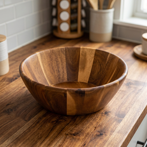 <b>Large</b> Polished Acacia Wood <b>Mixing</b> Serving <b>Bowls</b>-Customized Vintage Party Home Decor Eco-Friendly Dishwasher Safe Salad <b>Bowls</b> BS - Product Image 1