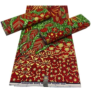 Großhandel afrikanische Stoffe Goldenes Wachs Baumwolle druckt Textil Jacquard Weave Design für Frauen Colth 6 Yards