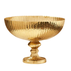 Ensaladera de fruta con acabado dorado de Pedestal, mesa de cena con acabado brillante, cuenco de aluminio decorativo para servir alimentos - Product Image 1