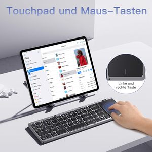 Super slim three-speed folding keyboard rechargeable portable wireless folding keyboard with touchpad for <b>tablets</b> - Product Image 5