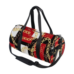 Wholesale Custom Red Black Chains Eco-Friendly Lightweight Waterproof Weekender Bags Fitness Sports Duffel Bag for Vacation - Product Image 3