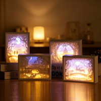 Lampe de nuit en papier découpé en 3D, boîte à lumière en papier découpé, lumière LED, cadeaux créatifs d'Halloween