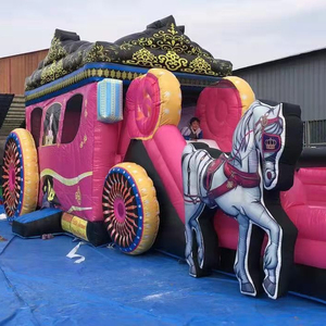 Castillo Inflable con Tobogán Temático de Carruaje de Princesa, Castillo Hinchable con Carruaje Real <span class=keywords><strong>para</strong></span> Alquiler en Fiestas - Product Image 3