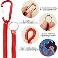 Tali Pengikat Pancing Spiral, Gantungan Kunci Retraktil, Tali Pengaman, Klip Carabiner, Tali Anti-Hilang
