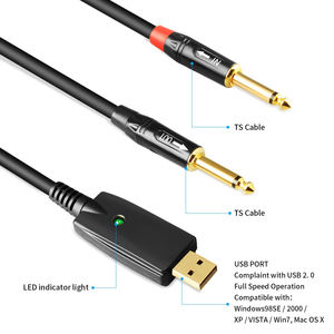 Fabricante OEM buena calidad 3M interfaz USB macho a 6,35mm 1/4 pulgadas enchufe macho Studio Audio Cable para <span class=keywords><strong>guitarra</strong></span> eléctrica - Product Image 3