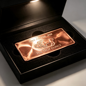 Lingote de Cobre Fino .999 de 10 Onzas, Placa Rectangular de Búfalo, Arte Coleccionable Troquelado, Barra de Cobre - Product Image 1