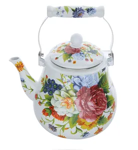 5L Factory Wholesale High quality Russia/Arabia big size tea pot cooking enamel tea kettle home decoration