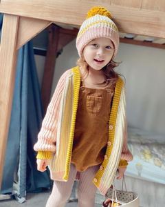 Cárdigans de Jacquard para niñas pequeñas, abrigos de otoño con cuello en V, rosa, amarillo, estrella de arco iris, lentejuelas - Product Image 4