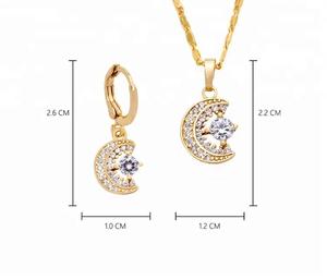 Parure de bijoux de luxe plaqué or 14 carats avec zircon, collier et boucles d'oreilles tendance, ensemble de bijoux de mariée personnalisé, haute qualité, inaltérable - Product Image 3