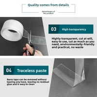 Ruban adhésif PET double face en acrylique nanométrique pour fixer les barres d'alimentation ; Utilisation automobile, sans trace, haute résistance, haute viscosité, lavable