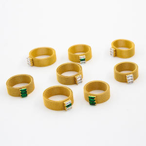 Tagor nouvelle bague en maille de luxe hommes et femmes encart Zircon inélastique acier inoxydable haute qualité commerce extérieur accessoires <span class=keywords><strong>YS300</strong></span> - Product Image 3