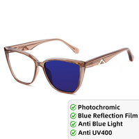 Lunettes Photochromiques Tendance pour Femme, Monture Oeil de Chat en Acétate, Anti-Lumière Bleue, Lunettes de Soleil UV400, Lunettes d'Ordinateur