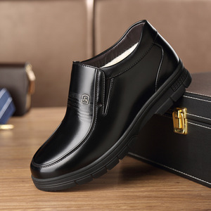 Mocassins en cuir pour hommes, à enfiler, doublés en polaire, chauds pour l'hiver, antidérapants, chaussures décontractées pour affaires, taille adulte 40-46 - Product Image 2