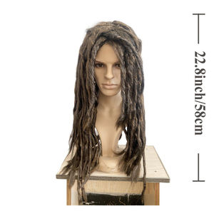 Dreadlocks Afro Kinky Curly Locs Perruque Longue Homme Synthétique Noir Tressage Partie Moyenne Transparent 250% Densité Sans Colle Naturel - Product Image 6