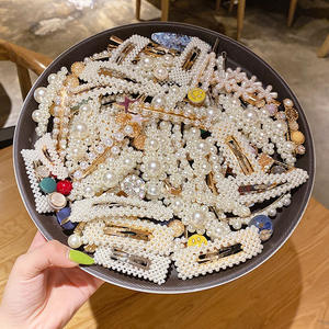 多款式甜美女性女孩发饰金属发夹发夹时尚几何水晶珍珠发夹 - Product Image 2