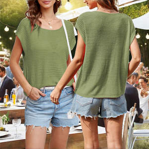 Suéter de punto informal para mujer, nuevo estilo de verano, diseño holgado de cuello redondo, característica antibolitas inspirada en Europa y América - Product Image 2