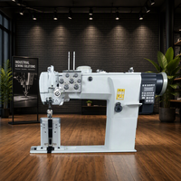Machine à coudre industrielle KARWIN à double aiguille, à bras en fer robuste, informatisée, haute vitesse, à alimentation par chute, avec lubrification automatique