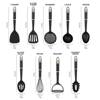 Ensemble d'ustensiles de cuisine professionnels 9 pièces en nylon antiadhésif : spatule, cuillère, écumoire