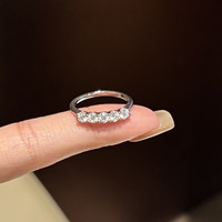 Bague Eternity Pavé en Argent Sterling 925 avec Moissanite, Bague de Phalange Minimaliste Empilable