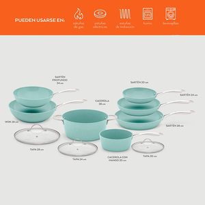 Batterie de cuisine en aluminium forgé avec revêtement céramique marbré antiadhésif, poignée en acier inoxydable, comprenant poêle, casserole et faitout – Offre Spéciale - Product Image 5