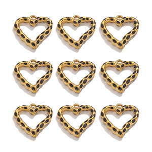 Breloques Cœur en Émail Coloré avec Cadre en Or PVD 18K |   Pendentif en forme de cœur vibrant pour colliers, bracelets et fabrication de bijoux DIY - Product Image 6
