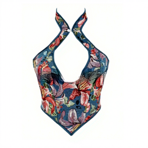 Haut vintage court multicolore pour femme, style corset et <span class=keywords><strong>bustier</strong></span>, à col licou, <span class=keywords><strong>moulant</strong></span>, à baleines, amincissant, en polyester antibactérien - Product Image 5