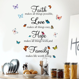 Proverbes étrangers Slogan inspirant papillon fleur Stickers muraux Studio porche décoration papier peint autocollants auto-adhésifs - Product Image 5