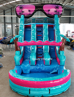 Toboggan aquatique gonflable commercial en PVC à double piste grande capacité avec piscine pour fêtes d'enfants, parcs d'aventure, personnalisable