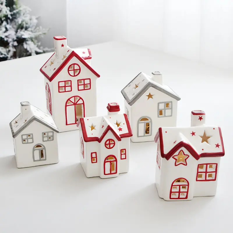 Popular Christmas ceramics decoration Creative Christmas house decorations with lights