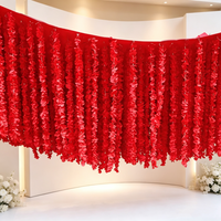 Décoration de mariage, fleurs artificielles de glycine rouge ivoire personnalisées pour la décoration du plafond, fête de mariage, banquet, événement