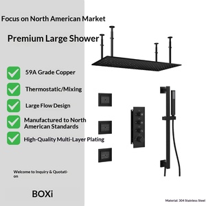 Cross-border 32*16 Inch Concealed Three-function Stainless Steel Matte Black Handheld Lifting Rod <b>Spray</b> Shower <b>Set</b> BXW-006 Conce - Product Image 2