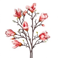 Ranting Bunga Magnolia PU Buatan Tangan Warna Putih Pink untuk Dekorasi Pernikahan dan Rumah