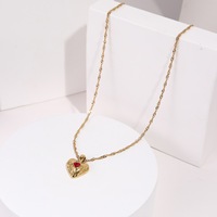 Collier pendentif cœur tendance en acier inoxydable plaqué or 18 carats avec zircon, bijou étanche, cadeau pour femme