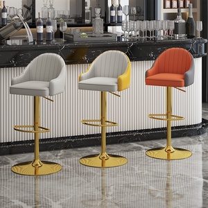 <span class=keywords><strong>Chaise</strong></span> de <span class=keywords><strong>bar</strong></span> décontractée moderne <span class=keywords><strong>scandinave</strong></span> luxueuse tabouret en cuir haut accessible pour usage domestique cuisine salle à manger dossier réglable - Product Image 2