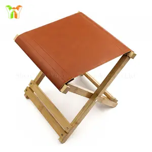كرسي خيزران خشبي محمول قابل للطي للاستخدام خارج المنزل للتخييم والصيد كرسي خشبي كرسي شاطئ مريح للشاطئ كرسي جلد