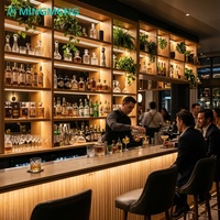 Porte-bouteilles en bois de style industriel, luxe léger, design créatif, écologique, durable, en forme de L, facile à nettoyer, pour bar commercial et cocktails