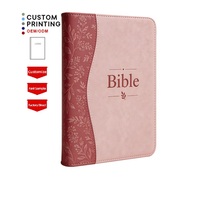 Bible espagnole à couverture en PU avec logo en relief, impression offset, design personnalisé, motif Jésus mignon, vente chaude