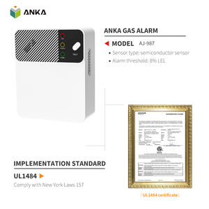 جهاز إنذار الغاز الطبيعي ANKA ببطارية تدوم 10 سنوات، معتمد ETL1484 ومتوافق مع قانون نيويورك 157 - Product Image 6