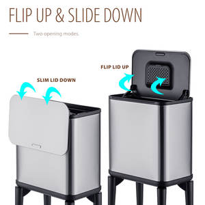 Cubo de <span class=keywords><strong>Basura</strong></span> de Acero Inoxidable de 5L con Dos Modos de Apertura de Tapa, Cuatro Patas y Filtro de Carbón - Product Image 4