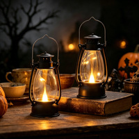 Lámpara LED de Vela Vintage con Llama Parpadeante, Linterna Decorativa para Camping, Luz Nocturna Portátil para Dormitorio, Material PP