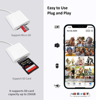 Lecteur de carte SD TF à 2 têtes Lecteur de carte mémoire Plug and Play Adaptateur de carte SD Chargement et lecture simultanés