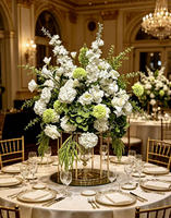 Arrangement personnalisé de roses artificielles en soie de 30 cm à 80 cm, décoration de mariage, centre de table de mariage, boule de fleurs blanche et verte