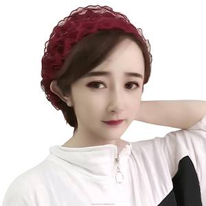 Solid Color Lace Muslim Pleated Headscarf <b>Hat</b> Women, Islamic Arab Headscarf, Eco-friendly, Breathable, Suitable <b>for</b> All Seasons - Product Image 1