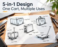 Chariot utilitaire pliable portable à quatre roues robuste et mobile avec design repliable pour le camping, les courses et le jardinage