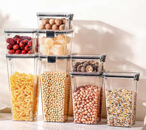 Recipientes Modernos Portáteis de Grande Capacidade para Armazenamento de Alimentos Herméticos com Tampas de Travamento Empilháveis de Plástico para Despensa de Cozinha - Product Image 2
