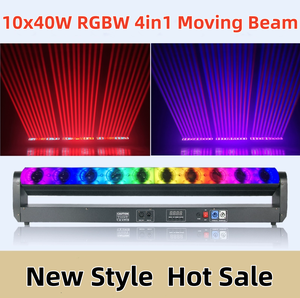 10 قطع من أضواء الرأس المتحركة LED بقوة 40 واط RGBW مع وضع التحكم DMX512 وتصنيف IP33 ومؤشر تجسيد الألوان 95 للحفلات والأعراس والمسارح - Product Image 1