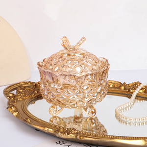 Bocal à bougies en cristal de verre pour le stockage des aliments, récipient/navire de bijouterie de cadeau de mariage de fête - Product Image 1